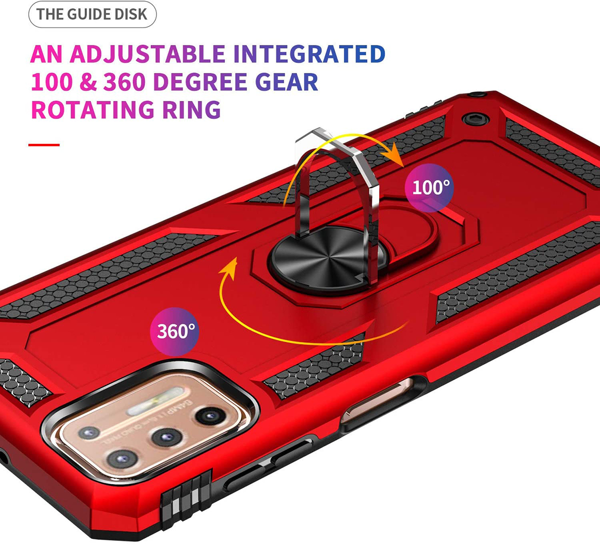 Protectores para celular  para Motorola  MOTO G9 Plus Funda reforzada con anillo v2 Rojo